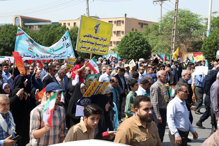 حضور گسترده مدیران و پرسنل سازمان آب و برق خوزستان در راهپیمایی روز جهانی قدس