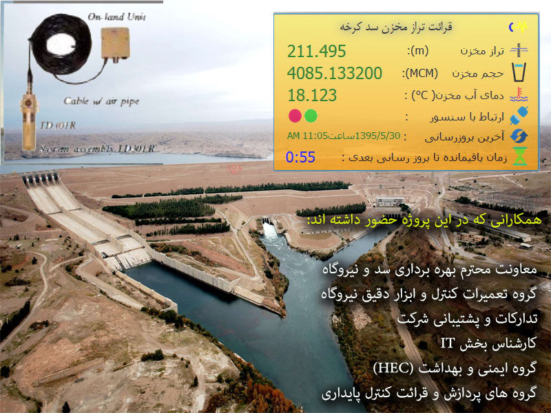 نصب و راه اندازی سنسور اندازه گیری تراز دریاچه سد کرخه به صورت آنلاین