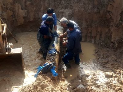 تعمیر و ترمیم خط لوله ۳۰۰ آزبست آبرسانی شهرستان رامشیر شرکت آب جنوب شرق