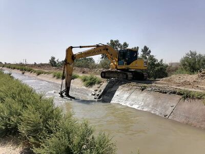 کانال درجه یک p1 شبکه آبیاری شمال شرق اهواز لایروبی شد