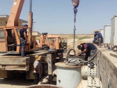 تعمیر اساسی، نصب و راه اندازی یک دستگاه الکتروپمپ مستغرق ۱۶۰ کیلوواتی ایستگاه پمپاژ پهونده به پایان رسید