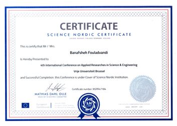 انتخاب مقاله پرسنل شرکت آب جنوب شرق به عنوان مقاله برتر چهارمین کنفرانس دانشگاه وریج بروکسل بلژیک