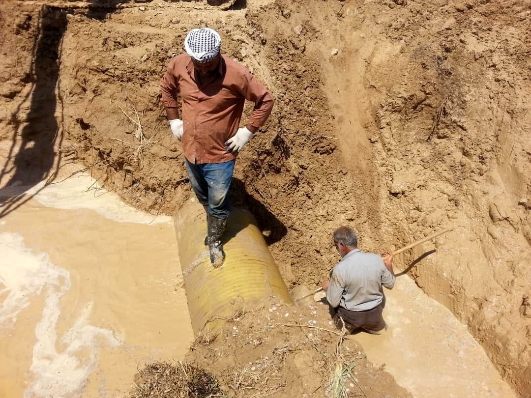 خط  آبرسانی ۸۰۰ میلیمتری GRP مرغزار تعمیر شد