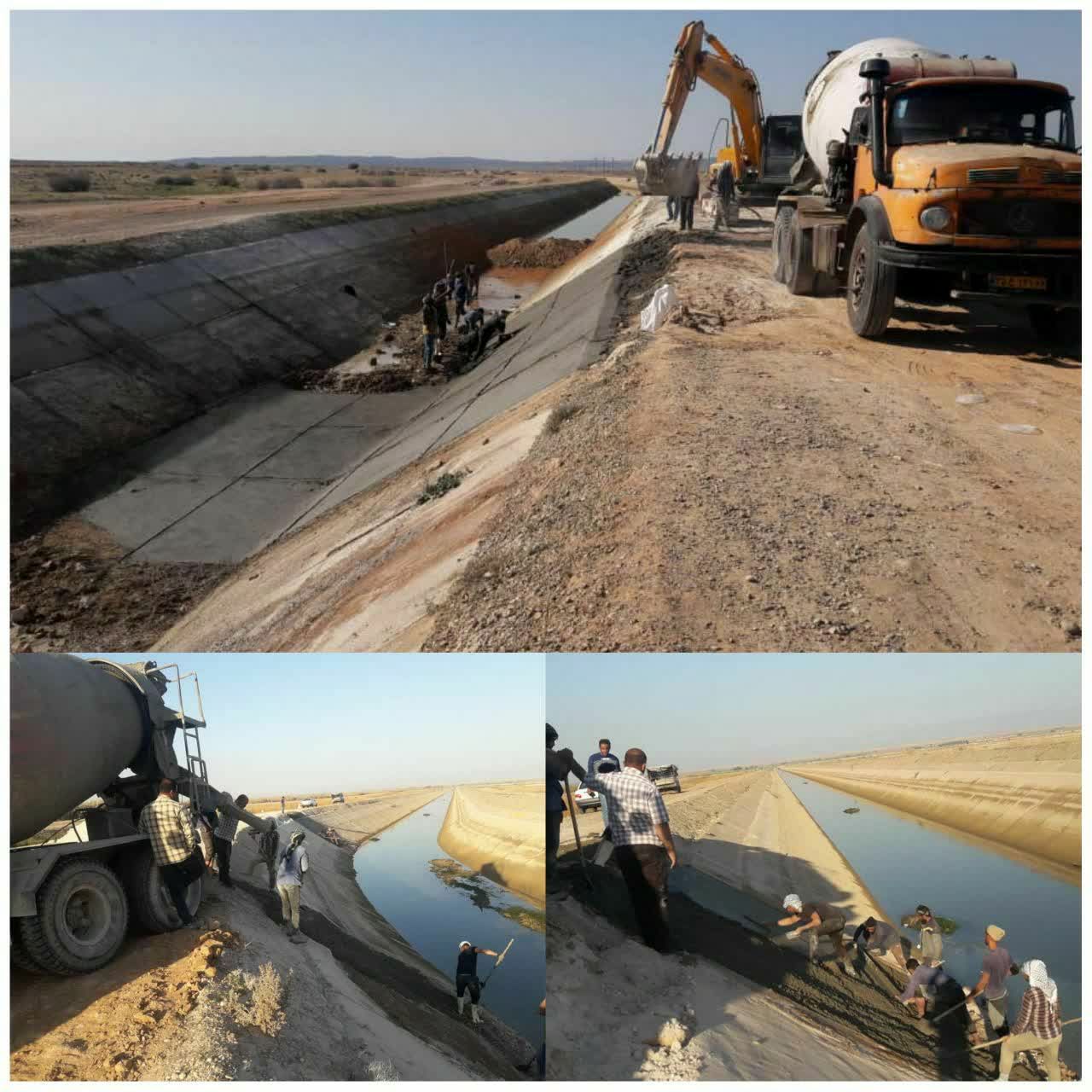 عملیات اجرایی تعمیر و لاینینگ کانال های شبکه آبیاری ناحیه شمال خوزستان  به پایان رسید