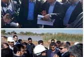 بازدید مدیرعامل سازمان آب و برق خوزستان از سد و قفل کشتیرانی مارد / بازدید از معبر کشتیرانی و پل متحرک سد سلولی بالادست و پایین‌دست بهمنشیر