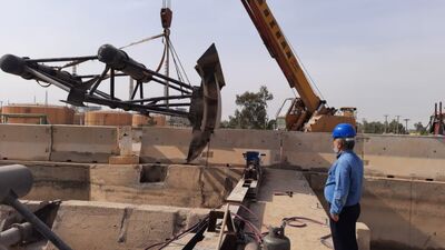 تعمیرات اساسی آمیل های اصلی شبکه آبیاری شمال شرق اهواز انجام شد