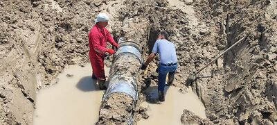 تعمیر خط لوله ۵۰۰ میلیمتری آبرسانی به شهرستان هندیجان انجام شد